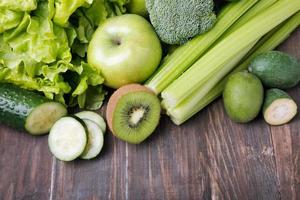 Fruits and vegetables of green color photo