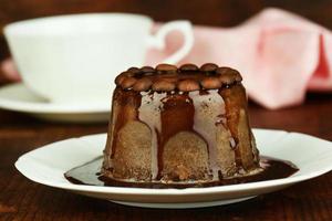 Yummy chocolate cake close-up photo