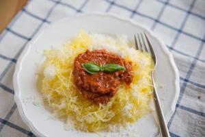 Spaghetti Squash with pesto and cheese photo
