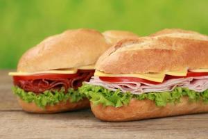 Sub Sandwiches with salami and ham