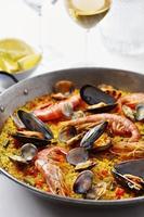 Typical spanish seafood paella photo