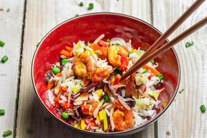 Chinese mix vegetables and rice photo