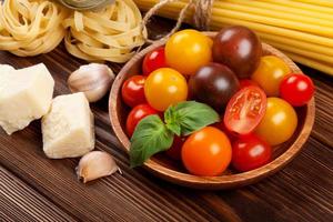 Pasta, vegetables, spices photo