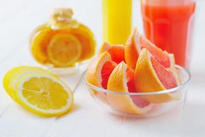 Lemons, grapefruit and fresh juice photo