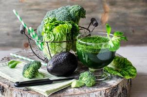 Green smoothie with avocado and broccoli horizontal photo