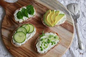 Green sourdough open face sandwiches