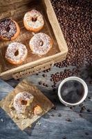 Fresh donuts with coffee