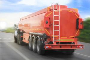 gas-tank truck goes on highway photo