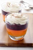 dessert with orange jelly in a glass photo