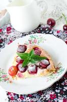Cottage cheese pie with cherries photo