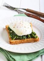 Creamy spinach and poached egg toast photo