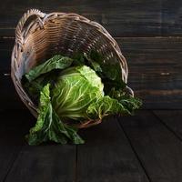 cabbage in a basket, rustic