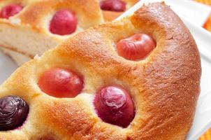 coca amb cireres, typical cake of Catalonia, Spain, with cherrie