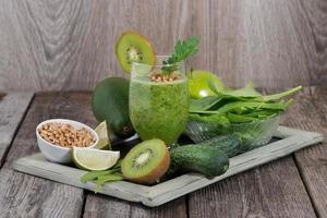 healthy fruit and vegetable smoothie with sprouts