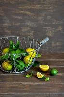 fresh limes in a vintage basket photo