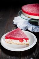 Diet seasonal cake with watermelon jelly and mascarpone cheese