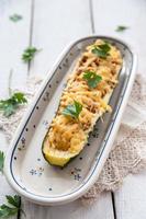 Courgette stuffed with meat and cheese