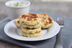 Paleo style zucchini fritters made with coconut flour photo