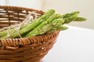 Asparagus in wooden basket
