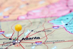 Atlanta pinned on a map of USA photo