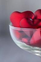 Valentines Day Hearts in Wine Glass Close Up