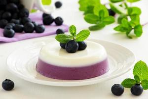 Panna cotta with blueberries.