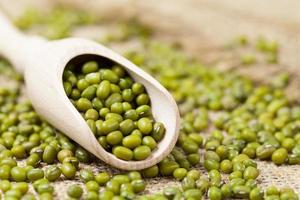 Mung beans healthy vegetarian super foods ingredient in spoon