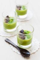 Green tea Panna Cotta with red beans photo