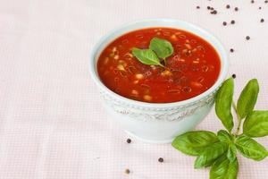 gazpacho - a cold tomato soup with vegetables photo