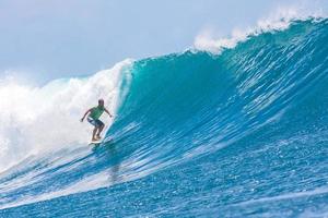 Surfing a wave.
