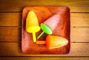 Three fruity homemade iced lollies photo