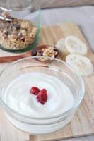 plain yogurt with dried strawberry on top