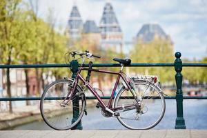 bike on amsterdam street in city photo