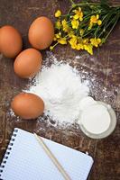 eggs, flour, sour cream, notepads recipes