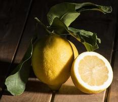 Lemon with leaves photo