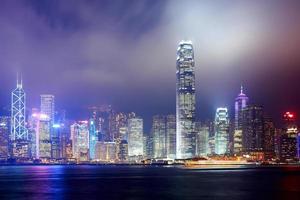 horizonte de la ciudad de noche de hong kong foto