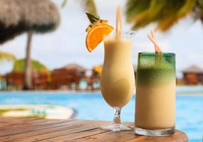 Two cocktails on tropical beach