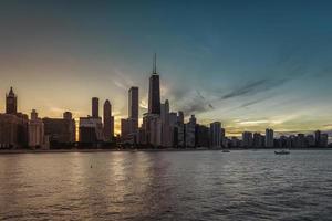Chicago Downtown against dusk sky photo