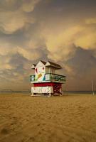 Storm clouds over Miami Beach Florida lifegurad house