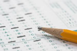 Pencil on standardized test sheet photo