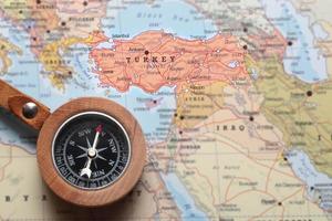 Travel destination Turkey, map with compass photo