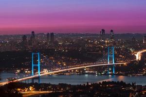 Bosphorus Bridge at sunset, Istanbul Turkey photo