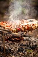 Photo of meat kebab cooked on fire