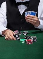 Poker player about to place a bet