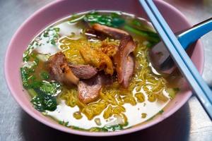 chinese egg red pork noodle photo