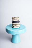 Black and White Macarons on Cake Stand