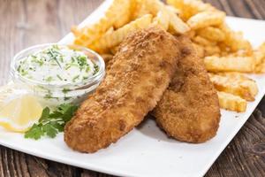 Fried Salmon Filet with French Fries photo
