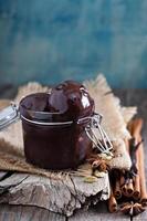 Spicy chocolate sorbet in a jar