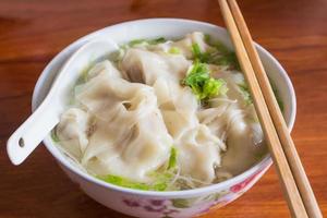 Chinese tasty wonton and noodle soup.