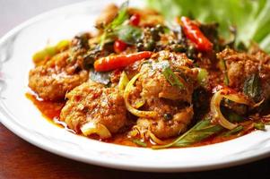 close up thai spicy pork curry